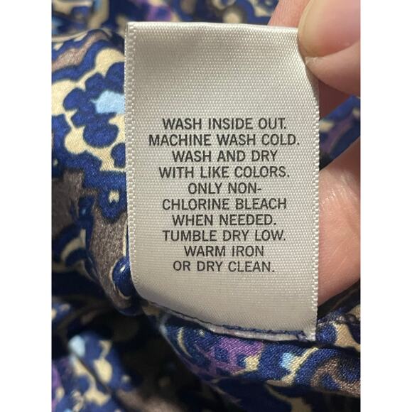 Banana Republic Blouse Long Sleeve Paisley Top Womens Sz Small Blue Black Purple - Picture 8 of 8